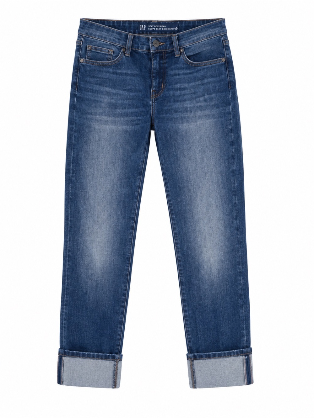 GAP Women's Washed Blue Boyfriend Cuffed Jeans